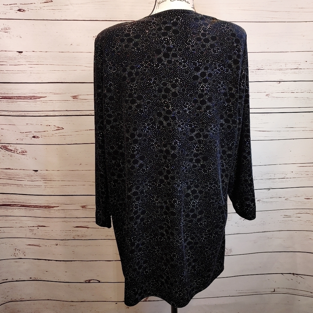 Onyx Nite Black Burnout Velvet Open Front Cardigan Size 8 Evening Wear - Picture 7 of 13